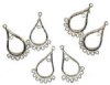 3 Pairs of 28x19mm Drop Silver Earrings